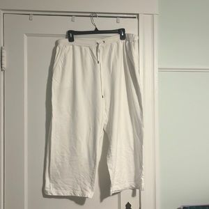 White cotton cropped sweatpants